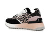 SNEAKERS ALLACCIATA IN PELLE SCAMOSCIATAE TESSUTO LEOPARDATO