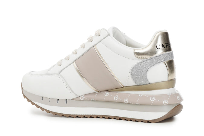 SNEAKERS IN PELLE CON BANDA LOGO LATERALE