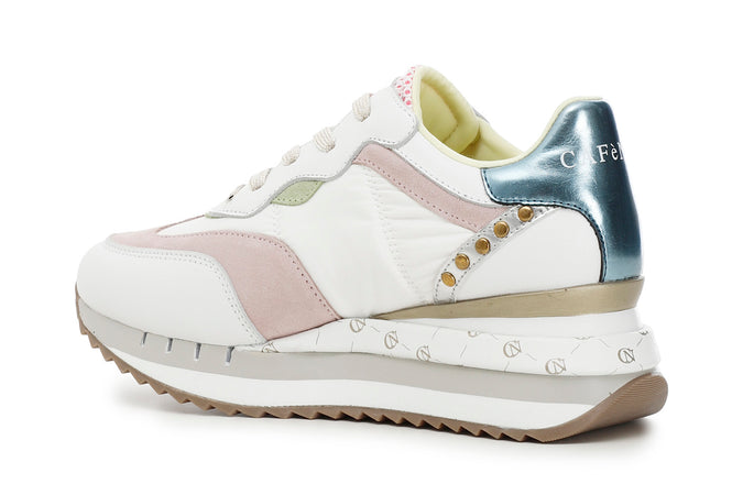 SNEAKERS IN PELLE E TESSUTO MULTICOLOR