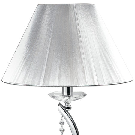 Lampada da Tavolo Classica Metallo Cristallo K9 paralume Tessuto E27