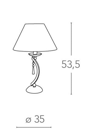 Lampada da Tavolo Classica Metallo Cristallo K9 paralume Tessuto E27