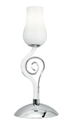 Lampada da tavolo simile a fiore bianca e cromata 40 watt E14