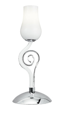 Lampada da tavolo simile a fiore bianca e cromata 40 watt E14