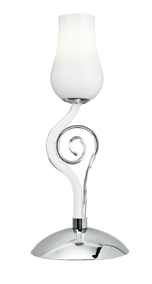 Lampada da tavolo simile a fiore bianca e cromata 40 watt E14