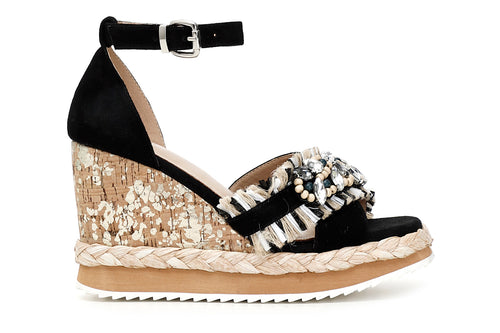 SANDALO CHIUSO SUL DIETRO RAFFIA MULTI ESTRASS