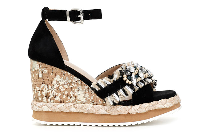 SANDALO CHIUSO SUL DIETRO RAFFIA MULTI ESTRASS