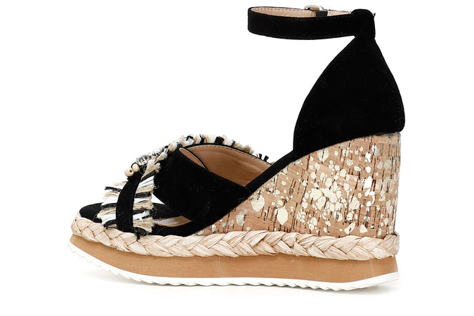 SANDALO CHIUSO SUL DIETRO RAFFIA MULTI ESTRASS