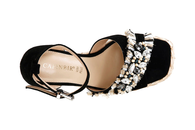 SANDALO CHIUSO SUL DIETRO RAFFIA MULTI ESTRASS