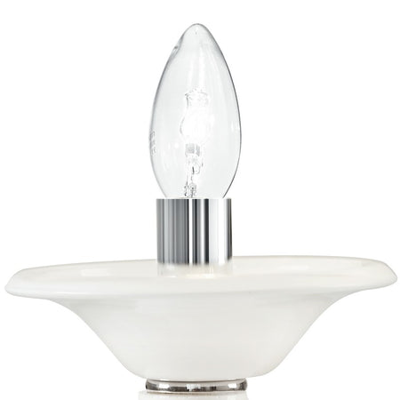 Lume Bianco Pasta di Vetro Finiture Cromate Lampada da Tavolo Classica E14