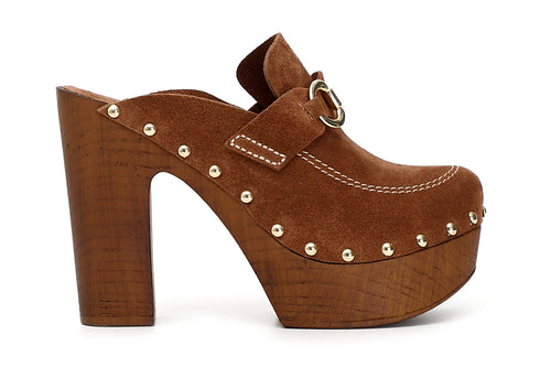 SABOT IN PELLE SCAMOSCIATA CON MORSETTO