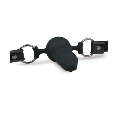 EASYTOYS Ball Gag Bavaglio con Pene Regolabile in Silicone Nero