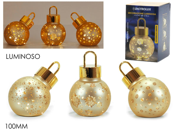 Palla Vetro 100mm Oro con Luce