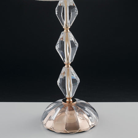 Lampada da Tavolo Classica Cristallo Finitura Oro paralume Tessuto E27