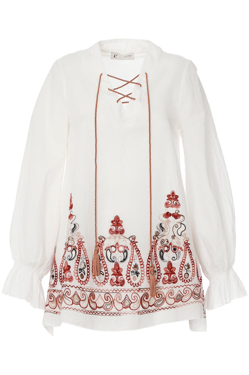 BLUSA CON BALZA RICAMATA