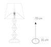 Lampada da Tavolo Classica Cristallo Finitura Oro paralume Tessuto E27