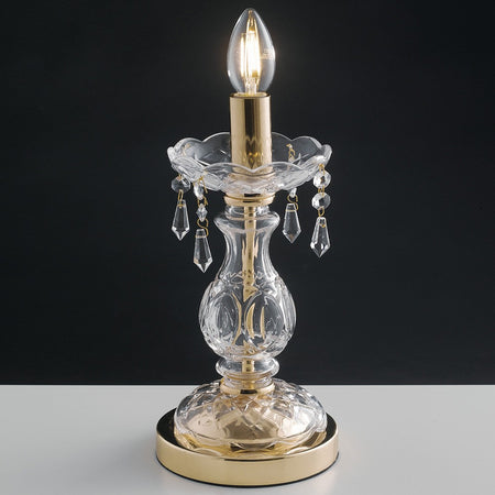 Lumetto Finiture Oro Vetro Gocce Cristalli K9 Lampada da Tavolo Classica E14