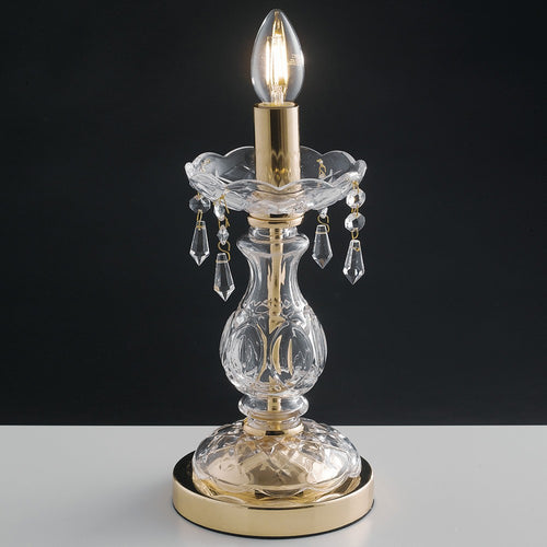 Lumetto Finiture Oro Vetro Gocce Cristalli K9 Lampada da Tavolo Classica E14