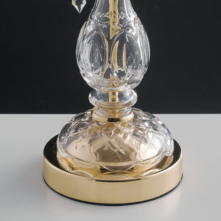 Lumetto Finiture Oro Vetro Gocce Cristalli K9 Lampada da Tavolo Classica E14