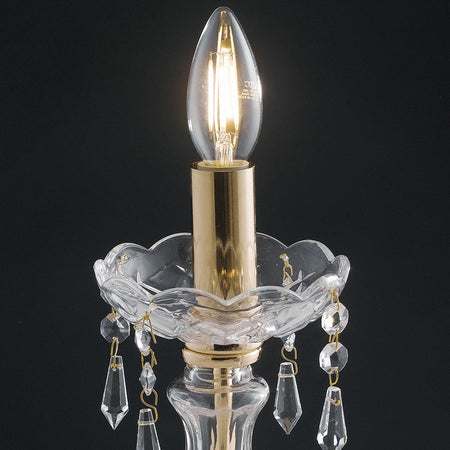 Lumetto Finiture Oro Vetro Gocce Cristalli K9 Lampada da Tavolo Classica E14