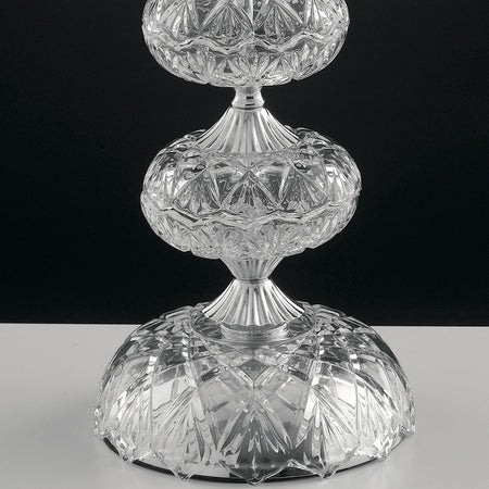 Lume Finitura Cromata Vetro Cristallo paralume Tessuto Lampada da Tavolo Classica E14