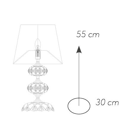 Lume Finitura Cromata Vetro Cristallo paralume Tessuto Lampada da Tavolo Classica E14