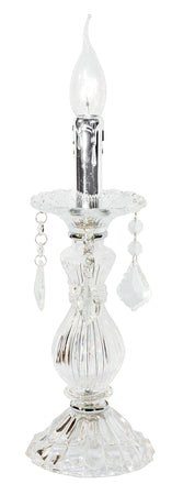 Lume Vetro Pendagli Cristalli K9 Finitura Cromata Lampada da Tavolo E14