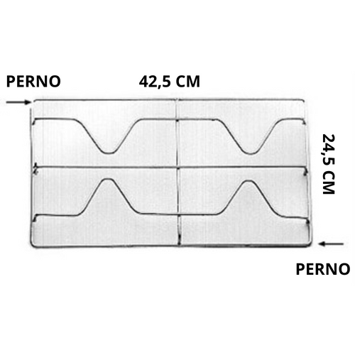 Griglia 2 fuochi Germal Imib in acciaio cromato cucina gas 42,5 x 24,5 cm con 2 perni