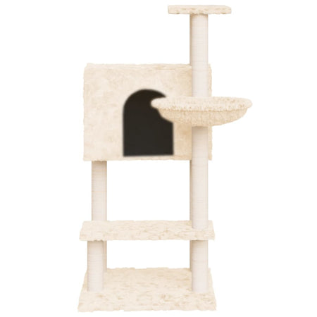 Albero per Gatti con Tiragraffi in Sisal Colore Crema 108,5 cm