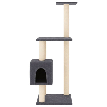 Albero per Gatti con Tiragraffi in Sisal Colore Grigio Scuro 104 cm