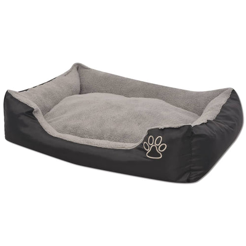 Cuccia per Cani con Cuscino Imbottito in PU Oxford Taglia L Colore Nero