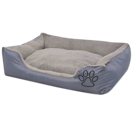 Cuccia per Cani con Cuscino Imbottito in PU Oxford Taglia XL Grigio Antiscivolo