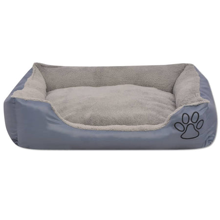 Cuccia per Cani con Cuscino Imbottito in PU Oxford Taglia XL Grigio Antiscivolo