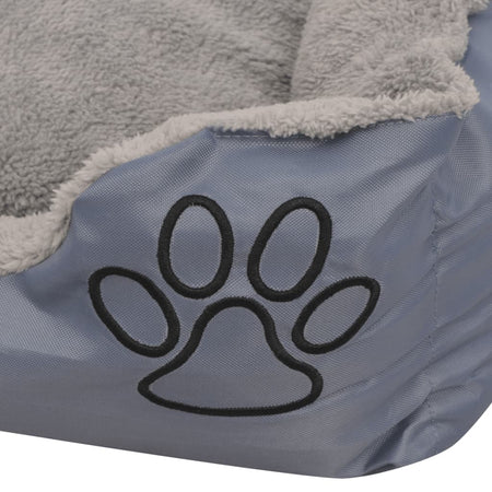 Cuccia per Cani con Cuscino Imbottito in PU Oxford Taglia XL Grigio Antiscivolo