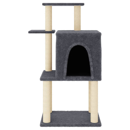 Albero per Gatti con Tiragraffi in Sisal Grigio Scuro 97 cm In Legno Multistrato