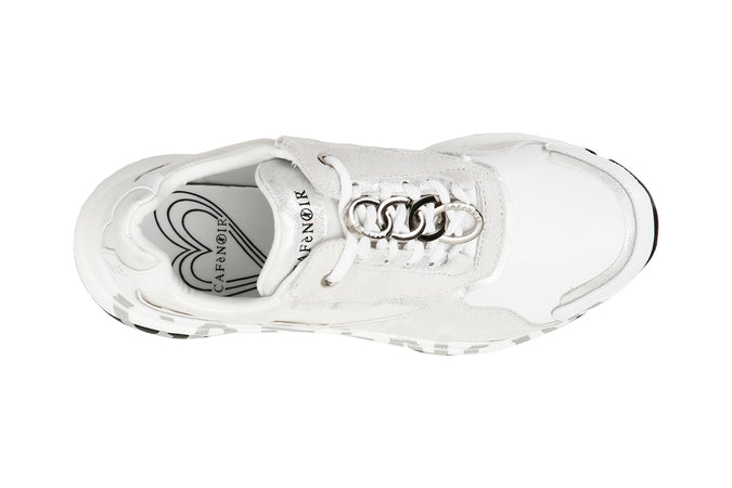 SNEAKERS IN PELLE E RASO CON ACCESSORIOE SUOLA CON LOGO
