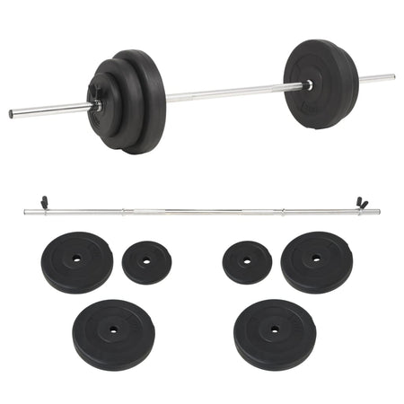 Set per Bilanciere da 30 kg Allenamento Casa Palestra Pesi + Asta Pettorali
