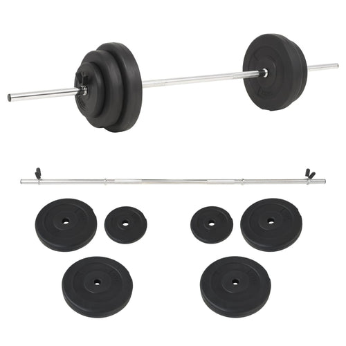 Set per Bilanciere da 30 kg Allenamento Casa Palestra Pesi + Asta Pettorali