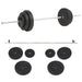 Set per Bilanciere da 30 kg Allenamento Casa Palestra Pesi + Asta Pettorali