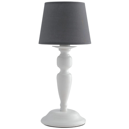 Lampada da Tavolo Elegante Bianca Grigia Metallo Tessuto Classica E14