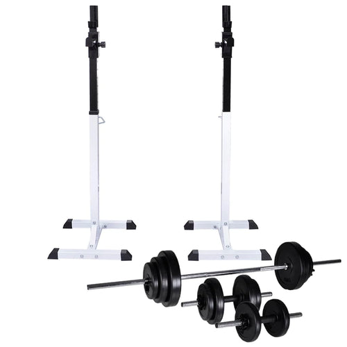 Stazione per Squat con Bilanciere e Set Manubri 30,5 kg Regolabile
