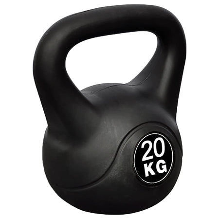 Palla con Manico Kettlebell 20 kg in Cemento Rivestito Nero Allenamento