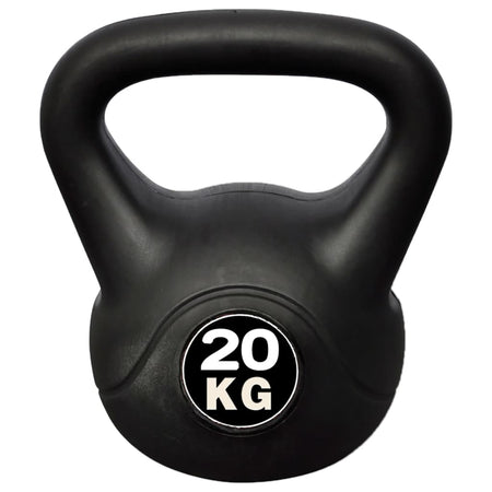 Palla con Manico Kettlebell 20 kg in Cemento Rivestito Nero Allenamento