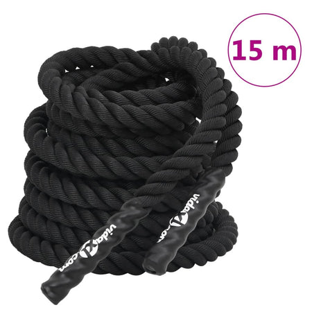 Corda da Allenamento Nera 15 m 11 kg in Poliestere Diametro 38 mm