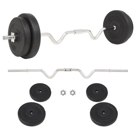 Set per Bilanciere 30 kg con Piastre in Cemento Allenamento Palestra Fitness