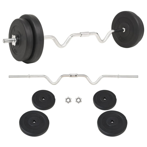Set per Bilanciere 30 kg con Piastre in Cemento Allenamento Palestra Fitness