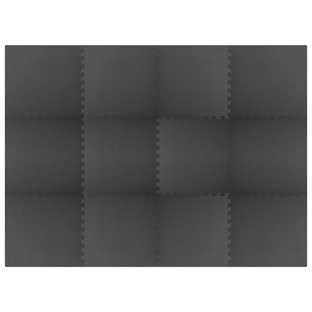 Tappetino a Incastro 12 pz 4,32 m² in Schiuma EVA Nera Antiscivolo e Resistente