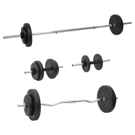 Set Bilanciere e Manubri con Dischi 60 kg in Acciaio Cromato