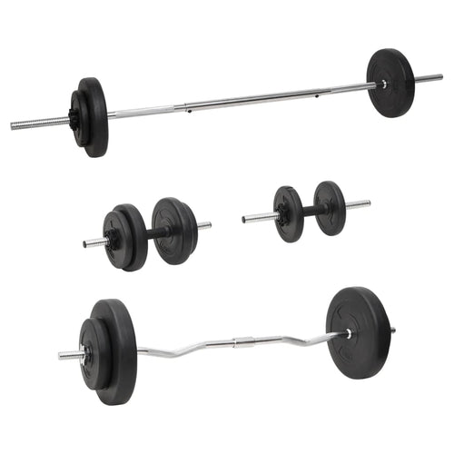 Set Bilanciere e Manubri con Dischi 60 kg in Acciaio Cromato