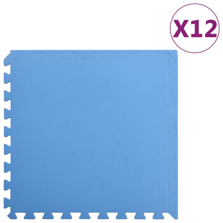 Tappetino a Incastro Set 12 pz 4,32 m² in Schiuma EVA Colore Blu