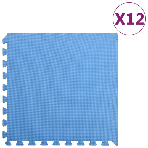Tappetino a Incastro Set 12 pz 4,32 m² in Schiuma EVA Colore Blu